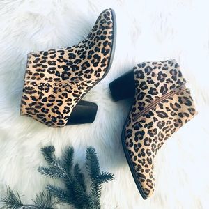 Vionic Orthaheel Georgia Leopard Calf Hair Booties